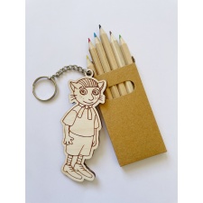 Puidust ripats + värvipliiatsid Bruno